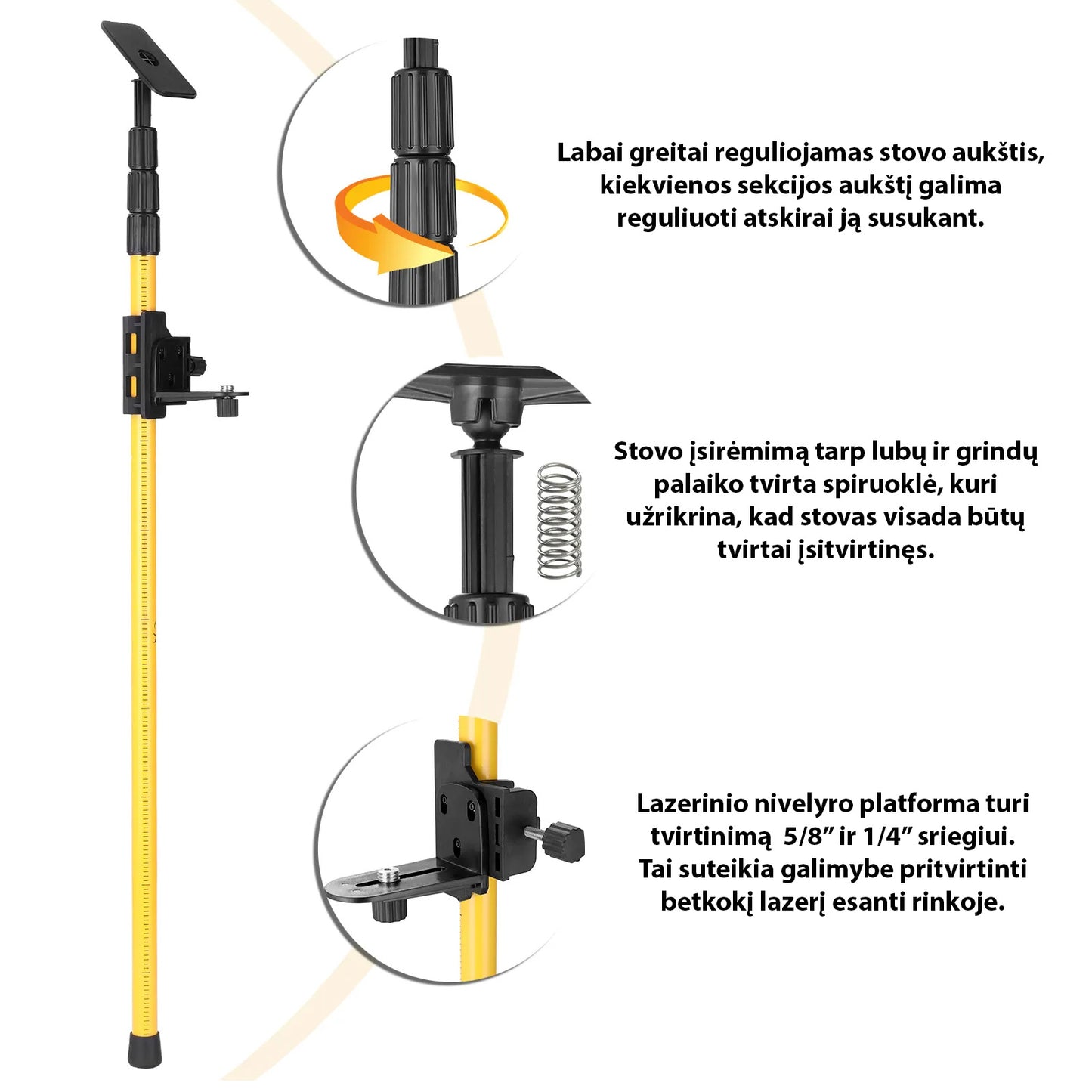 Telescopic stand for laser level, 4 Meters